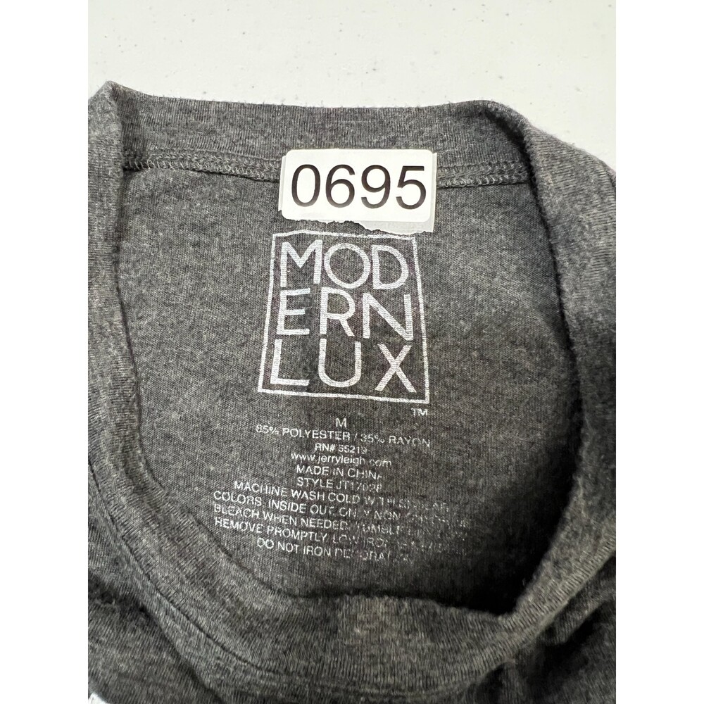 Modern Lux Women's Let's Wine About It Charcoal Grey Tee T-Shirt Top Size M - Picture 6 of 6